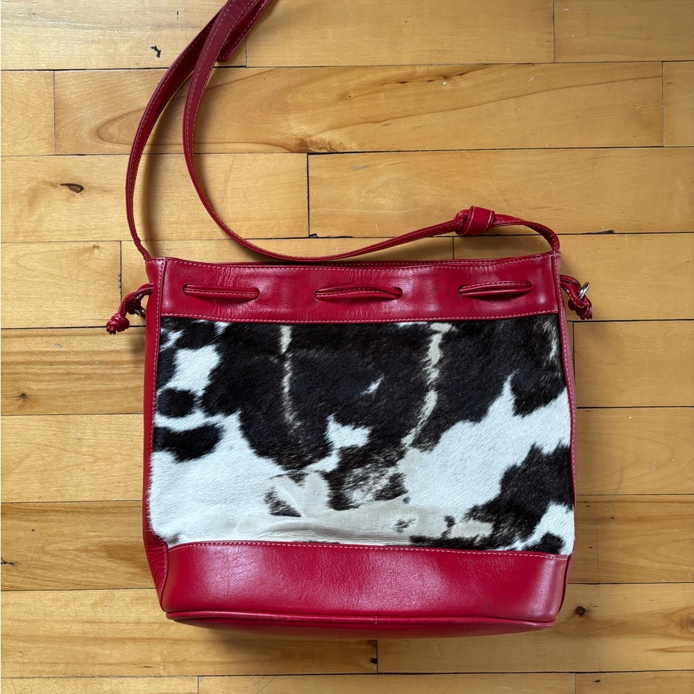 Red crossbody bag cow leather - Picture 2 of 3
